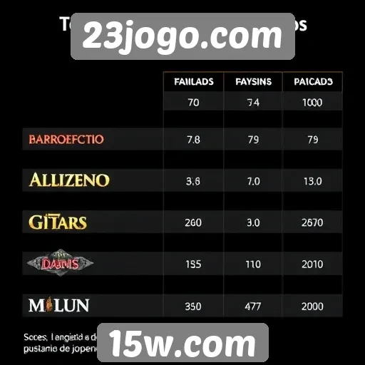 Comparativo de desempenho entre jogos do 23jogo.com